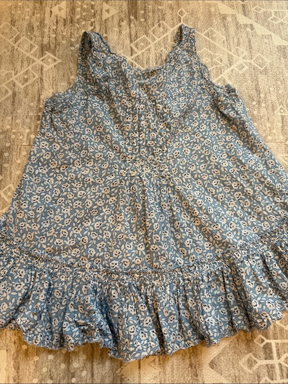 Ralph Lauren Blue Floral Ruffle Tank Top